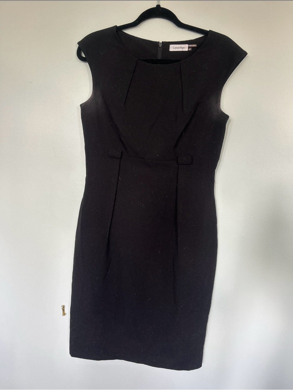 Calvin Klein Black Cap-Sleeve Sheath Dress